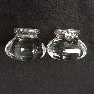 Art Glass Paperweight Clear Geometric Octagon Desk Figurine Decor Vintage 2 Set